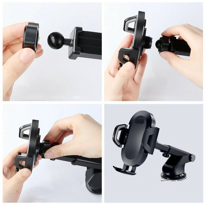 Suporte Universal para Telemóvel no Carro 360° Rotativo – Ventosa e Braço Retráctil para Todos os Smartphones