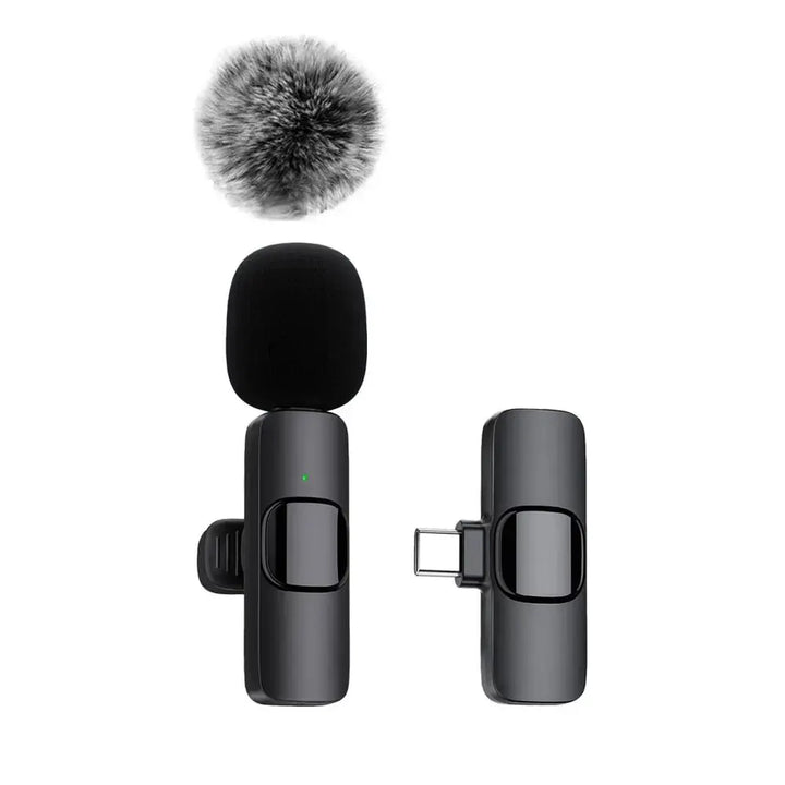 Microfone de Lapela Wireless para Gravação de Áudio e Vídeo – Compatível com iPhone, Android, PC e Portáteis
