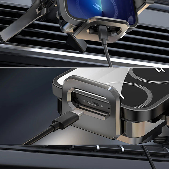 Suporte Automóvel com Carregamento Sem Fios 15W e Fixação Elétrica Automática