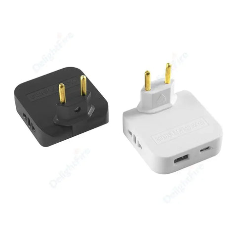 Adaptador de Tomada 4 em 1 com USB e Tipo C – Plug Europeu Giratório 180° | Extensor de Energia para Viagem e Uso Doméstico