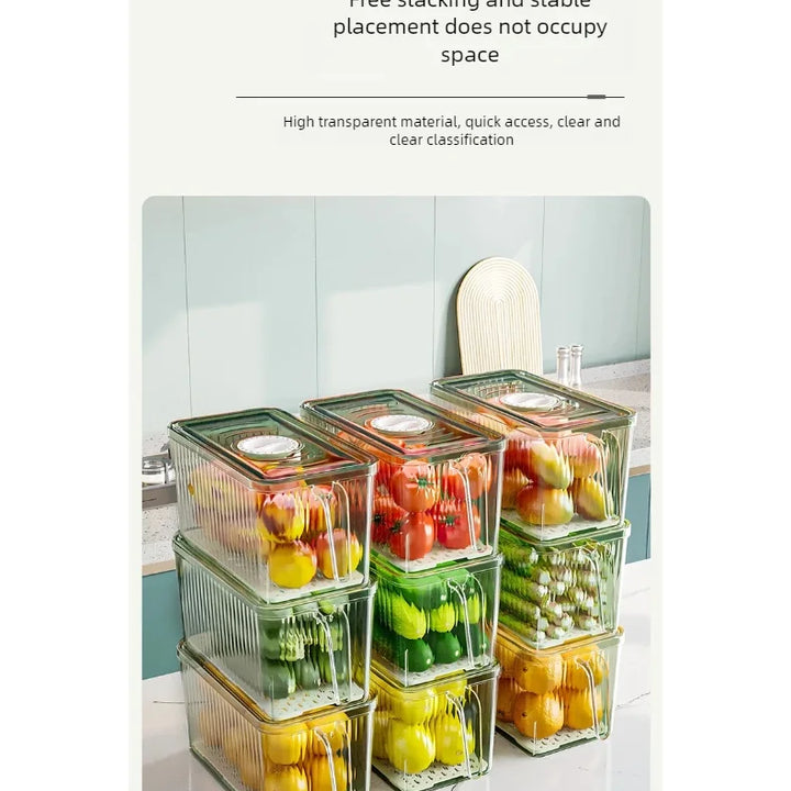 Caixa Organizadora de Frutas e Legumes para Frigorífico – Com Pega, Multifuncional e Empilhável