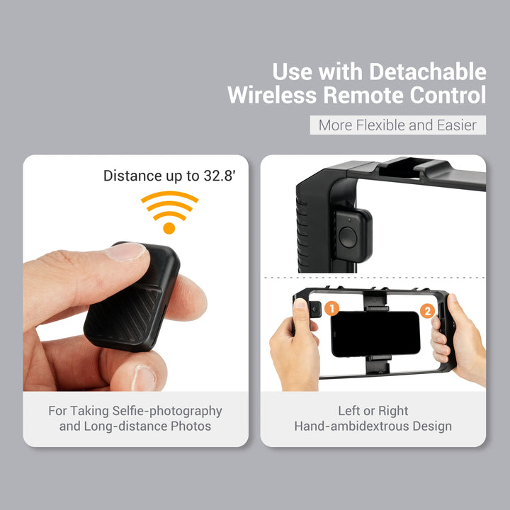 Suporte Estabilizador de Vídeo para Telemóvel – Smartphone Video Rig KIWIFOTOS com Controlo Remoto e Montagem Tripé