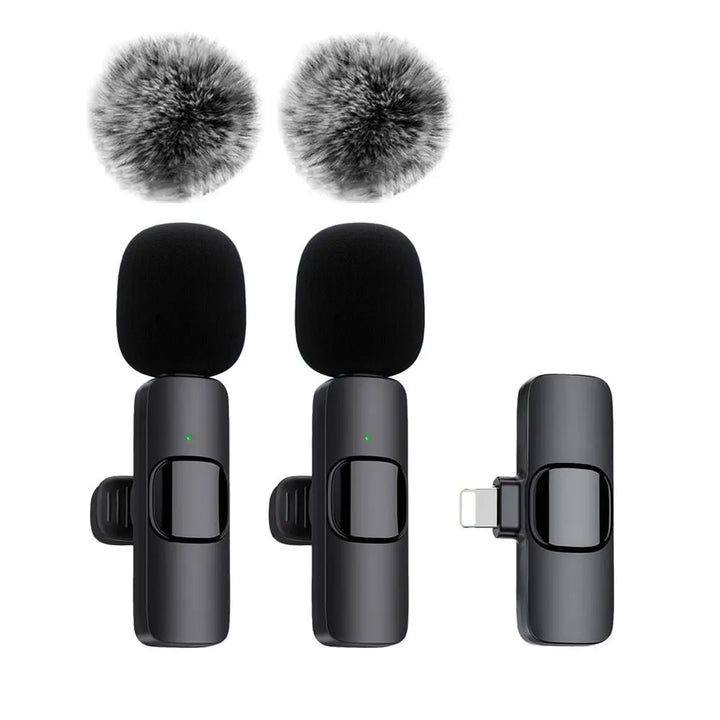 Microfone de Lapela Wireless para Gravação de Áudio e Vídeo – Compatível com iPhone, Android, PC e Portáteis