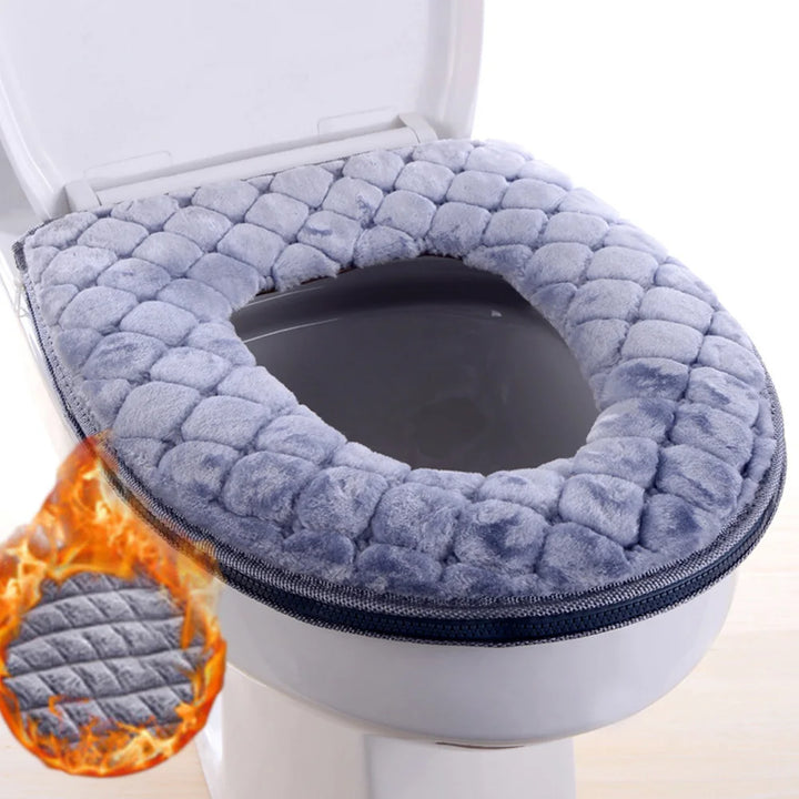 Capa de Assento de Sanita Macia para Inverno – Pelúcia Lavável e Quente | Universal O-Shape 37x44cm