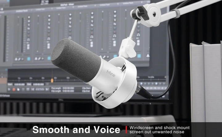 Microfone Dinâmico FIFINE K688W USB/XLR com Controle de Ganho, Touch Mute e Entrada para Fone de Ouvido – Ideal para Streaming e Gravação