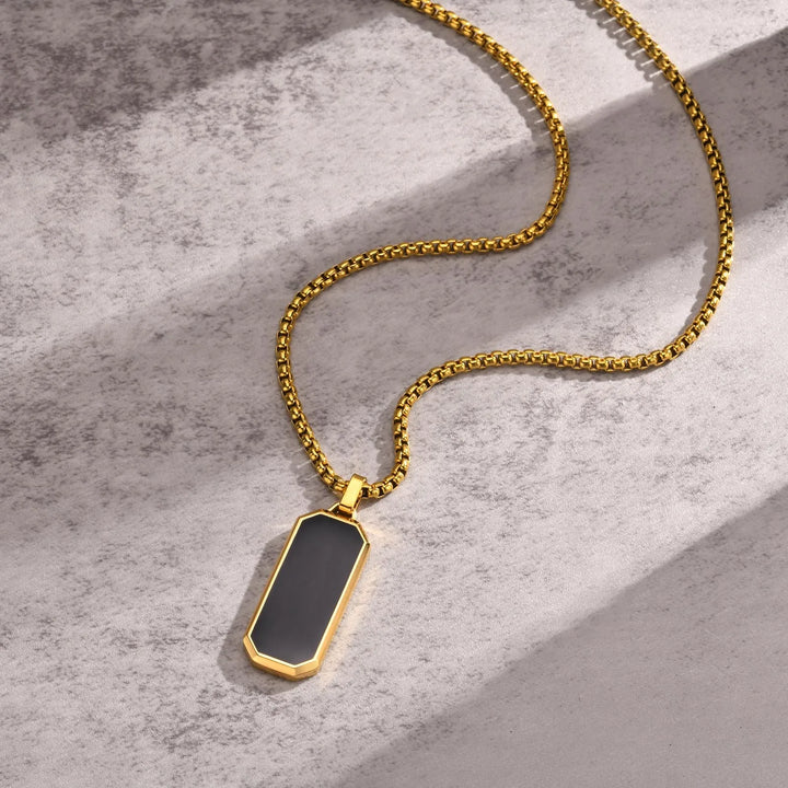 Vnox Colar Pequeno para Homens e Rapazes – Aço Inoxidável Preto ou Prateado com Corrente Box