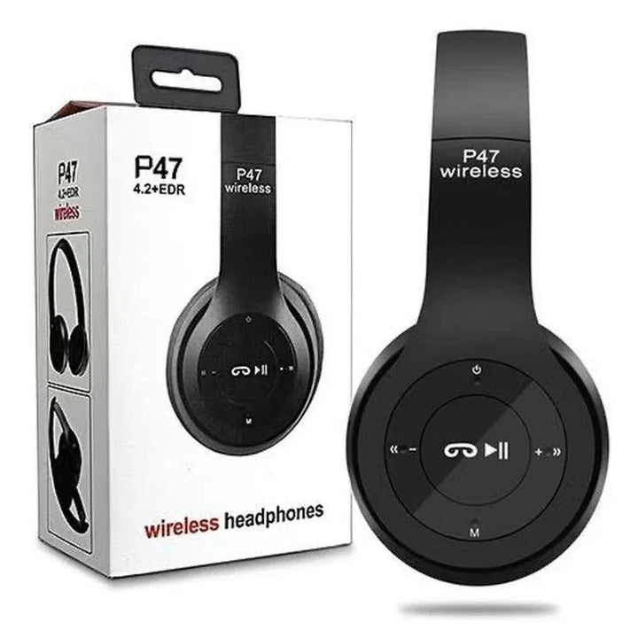 P47 Auscultadores Bluetooth com Microfone – Som Estéreo, Cancelamento de Ruído, Compatível com PC, Telemóvel e Gaming