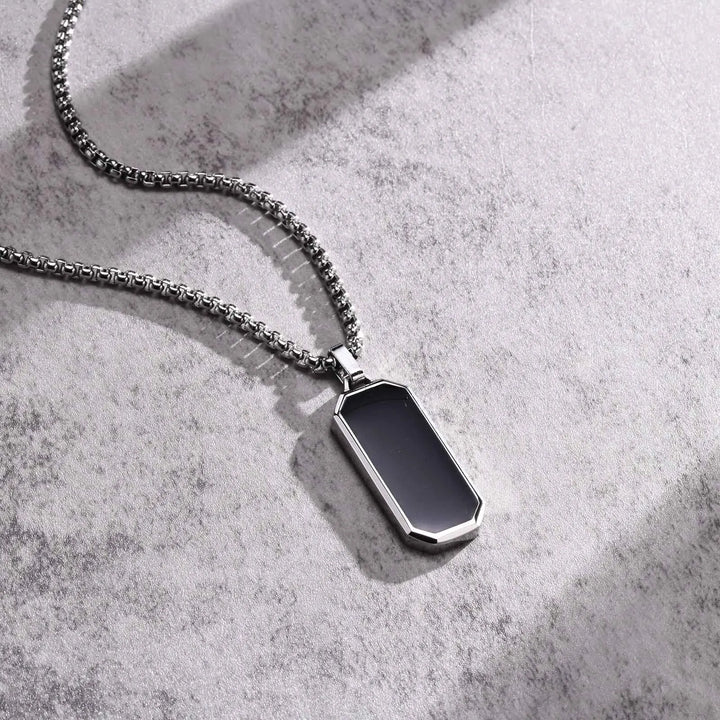 Vnox Colar Pequeno para Homens e Rapazes – Aço Inoxidável Preto ou Prateado com Corrente Box