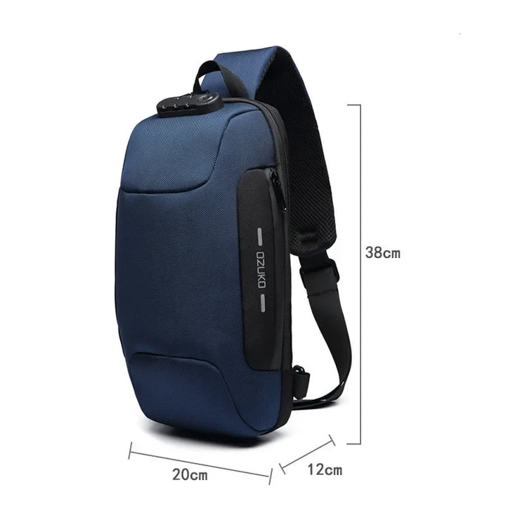 Mala de Ombro Masculina Anti-Roubo | Impermeável com Porta USB