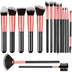 Conjunto Profissional de Pincéis de Maquiagem 14/16 Peças – Cerdas Macias para Olhos, Base, Blush e Corretivo