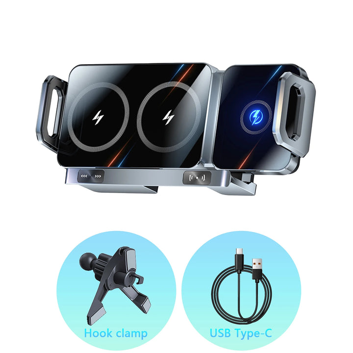 Suporte Automóvel com Carregamento Sem Fios 15W e Fixação Elétrica Automática