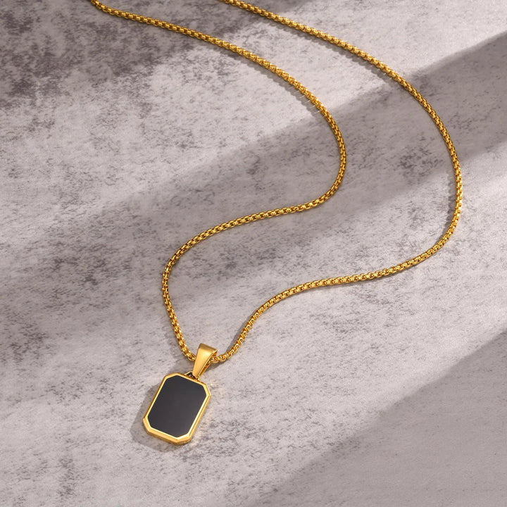 Vnox Colar Pequeno para Homens e Rapazes – Aço Inoxidável Preto ou Prateado com Corrente Box