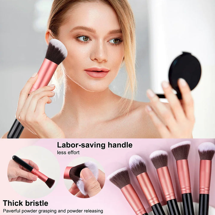 Conjunto Profissional de Pincéis de Maquiagem 14/16 Peças – Cerdas Macias para Olhos, Base, Blush e Corretivo