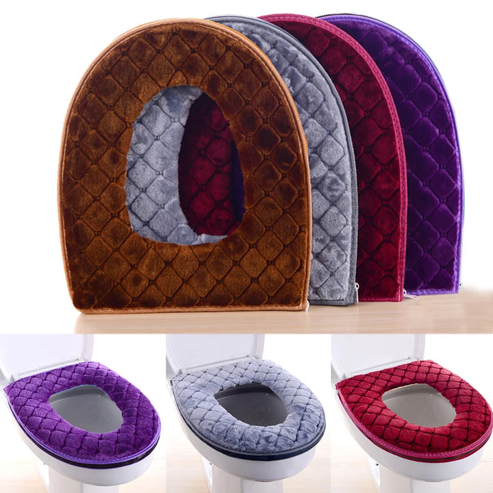 Capa de Assento de Sanita Macia para Inverno – Pelúcia Lavável e Quente | Universal O-Shape 37x44cm