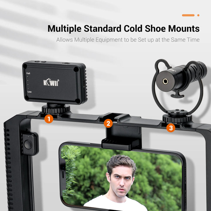 Suporte Estabilizador de Vídeo para Telemóvel – Smartphone Video Rig KIWIFOTOS com Controlo Remoto e Montagem Tripé