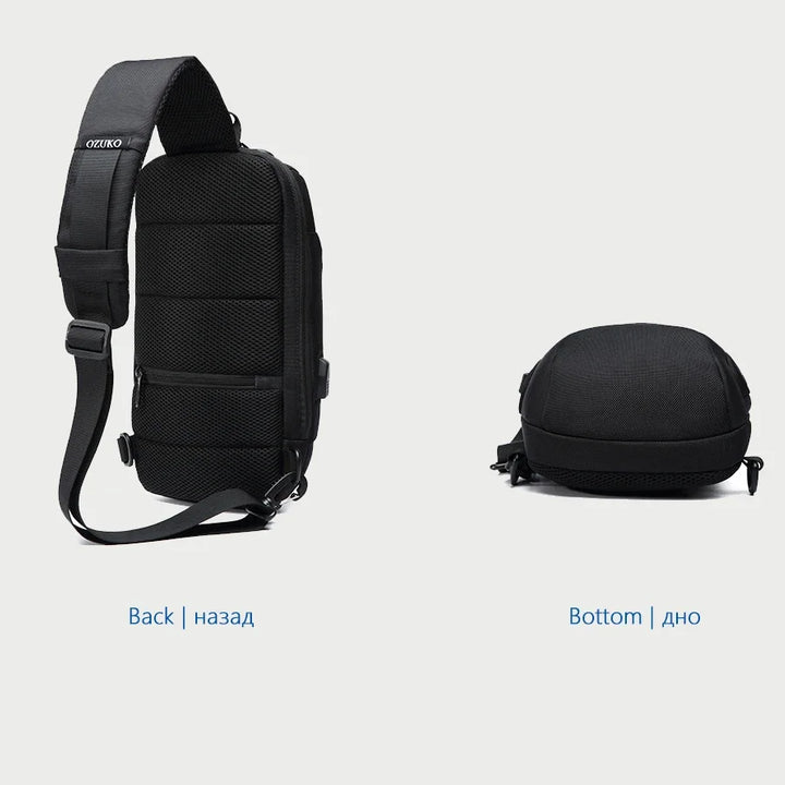 Mala de Ombro Masculina Anti-Roubo | Impermeável com Porta USB