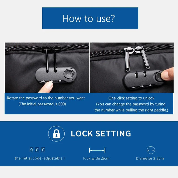 Mala de Ombro Masculina Anti-Roubo | Impermeável com Porta USB