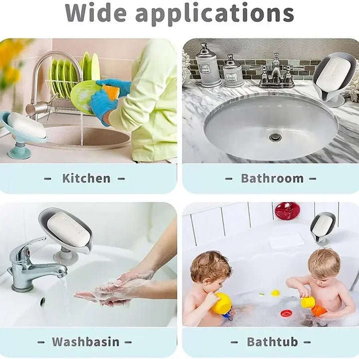 Suporte de Sabonete em Forma de Folha com Ventosa – Porta Sabonete Drenante para Casa de Banho e Cozinha
