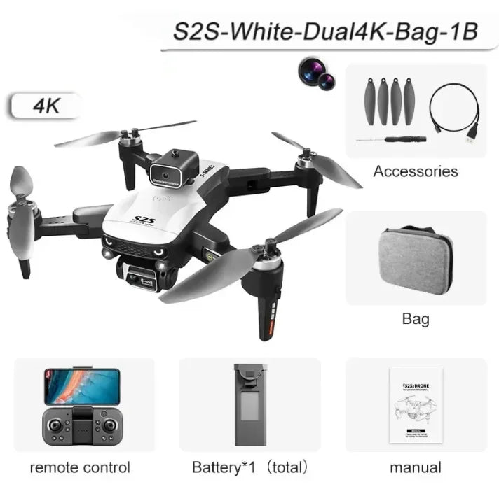 Drone Lenovo S2S 8K com Câmera Dupla, GPS e Evitação de Obstáculos 360º – Drone Profissional Brushless com 45min de Voo e Estabilização EIS