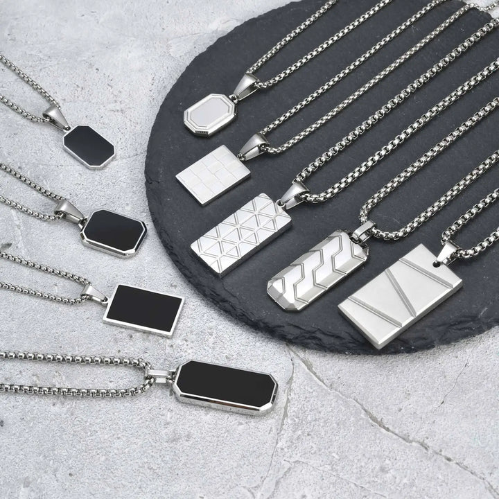 Vnox Colar Pequeno para Homens e Rapazes – Aço Inoxidável Preto ou Prateado com Corrente Box