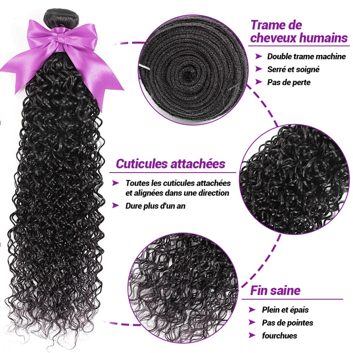 Extensões de Cabelo Natural 100% Humano – 20 a 22 Polegadas Onda de Água | Cabelo Brasileiro Cru, Espesso e de Alta Qualidade