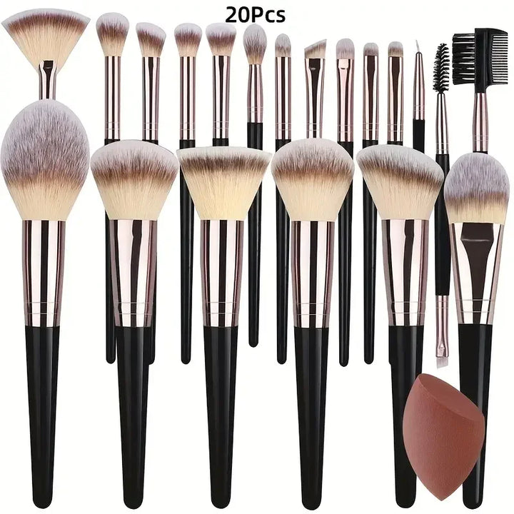 Conjunto de Pincéis de Maquilhagem Profissionais 3 a 20 Peças – Pincéis Suaves para Olhos, Base e Blush