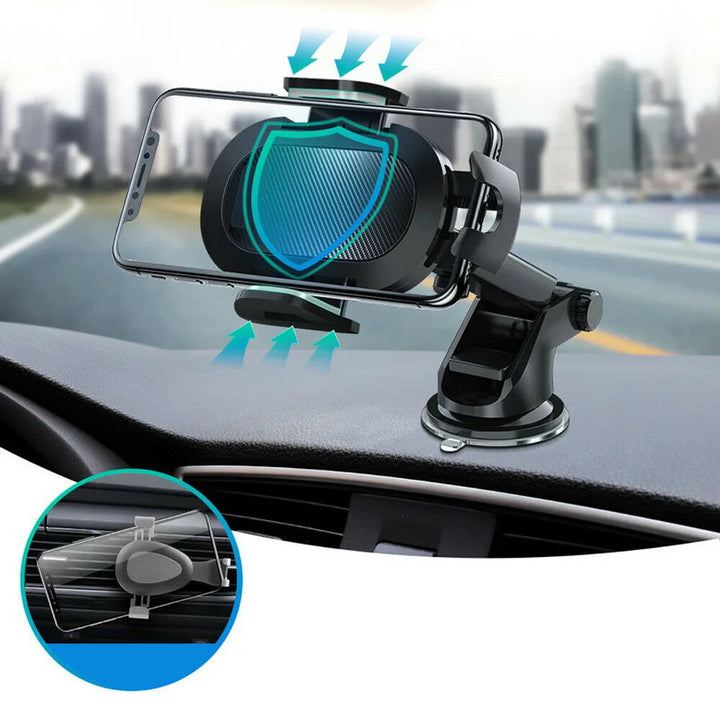 Suporte Universal para Telemóvel no Carro 360° Rotativo – Ventosa e Braço Retráctil para Todos os Smartphones