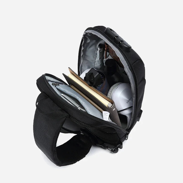 Mala de Ombro Masculina Anti-Roubo | Impermeável com Porta USB