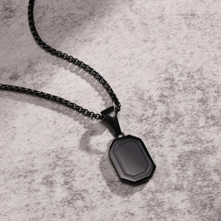 Vnox Colar Pequeno para Homens e Rapazes – Aço Inoxidável Preto ou Prateado com Corrente Box