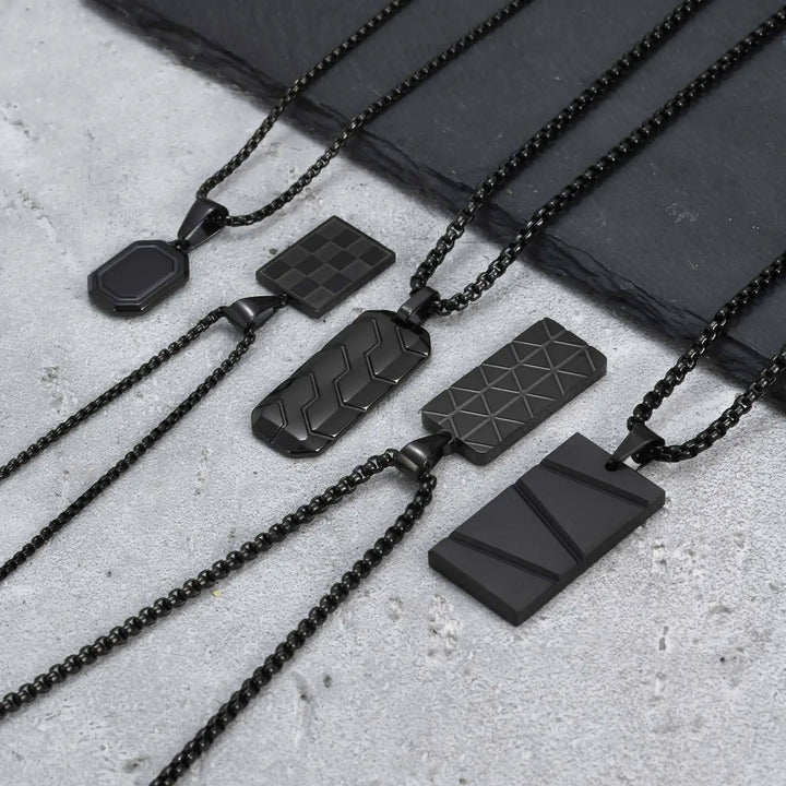 Vnox Colar Pequeno para Homens e Rapazes – Aço Inoxidável Preto ou Prateado com Corrente Box