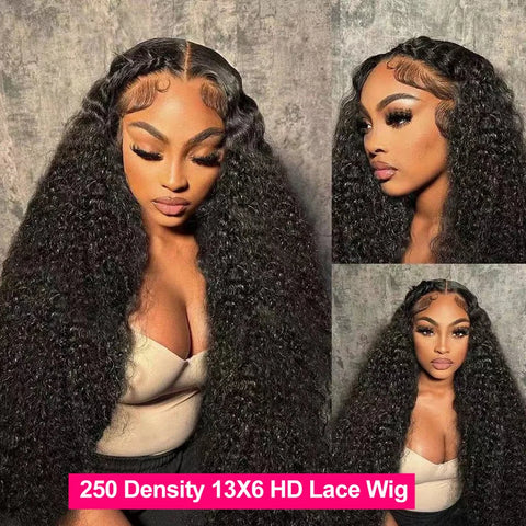 Peruca Lace Frontal HD Deep Wave 100% Cabelo Humano – 13x6, 13x4, 360 Glueless, 250% Densidade, 30 Polegadas
