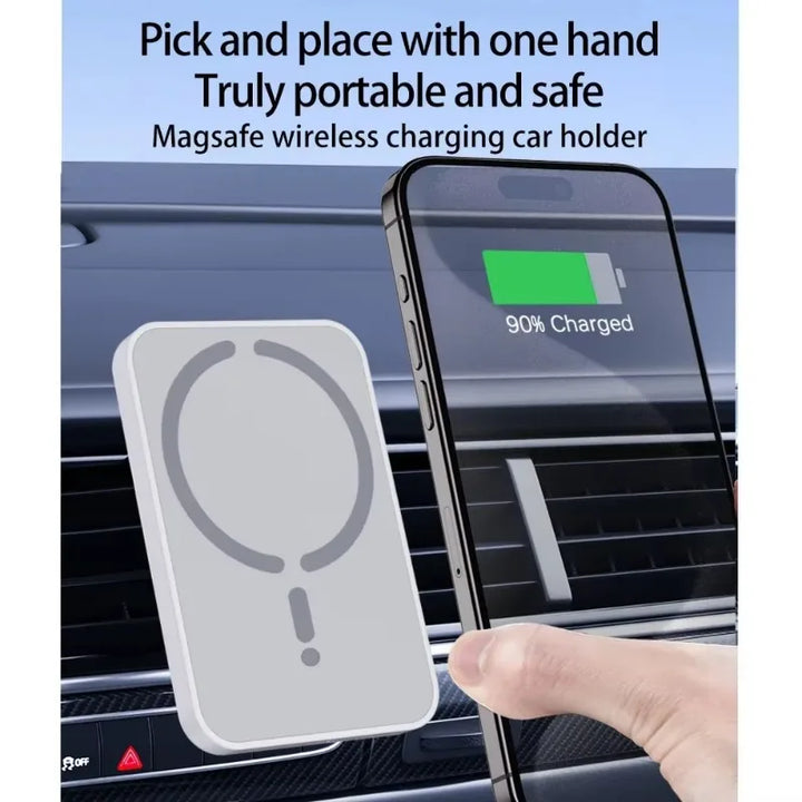 Suporte Carregador Wireless Magnético 100W para Carro – Compatível com iPhone 16/15/14/13/12 Pro Max – Suporte de Saída de Ar com Carregamento Rápido