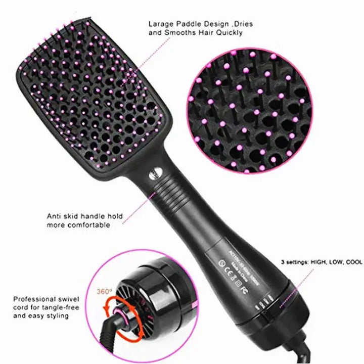Escova Secadora e Modeladora 5 em 1 – Alisador, Modelador, Secador e Volumizador de Cabelo com Íons Elétricos