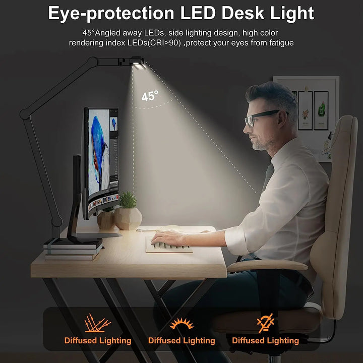Candeeiro LED de Secretária 24W com Sensor Inteligente e Proteção Ocular