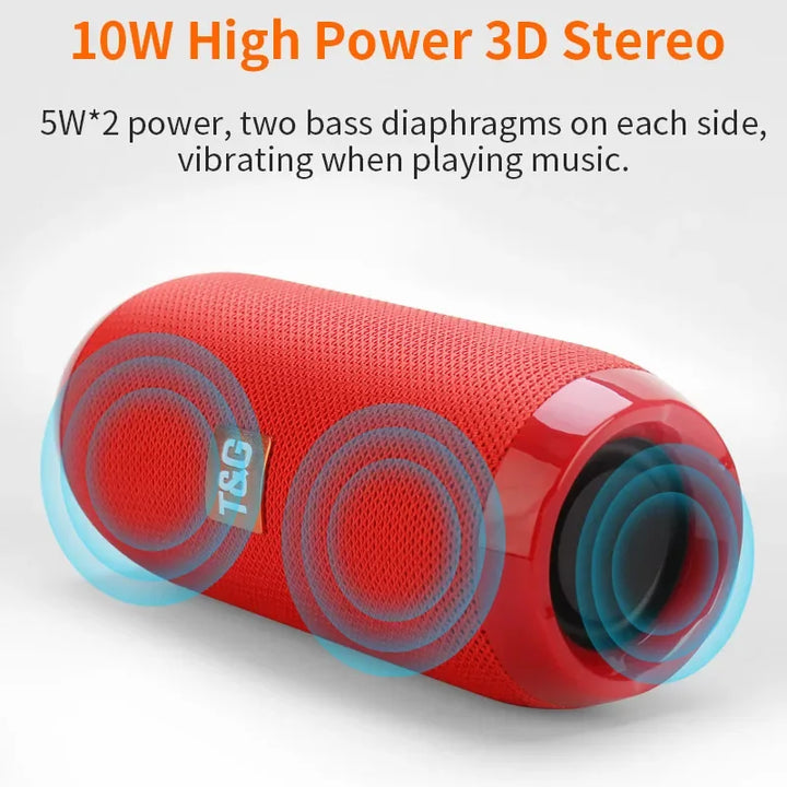 Coluna Bluetooth T&G Portátil | À Prova de Água com Subwoofer Potente, Rádio FM e 10h de Autonomia