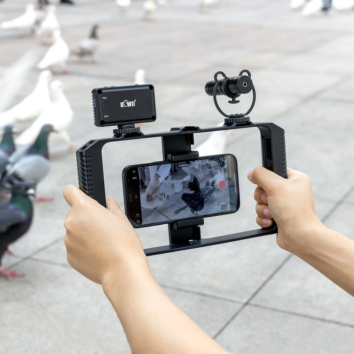 Suporte Estabilizador de Vídeo para Telemóvel – Smartphone Video Rig KIWIFOTOS com Controlo Remoto e Montagem Tripé