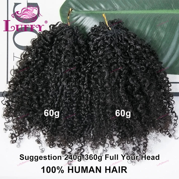 Extensões de Cabelo Humano Kinky Curly Crochet 120g – Pré-Separadas, Sem Nó, 100 Fios por Pacote