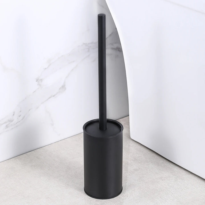 Escova de Sanita Vertical Preta Fosca – Suporte de Chão em Aço Inoxidável 304 para Casa de Banho