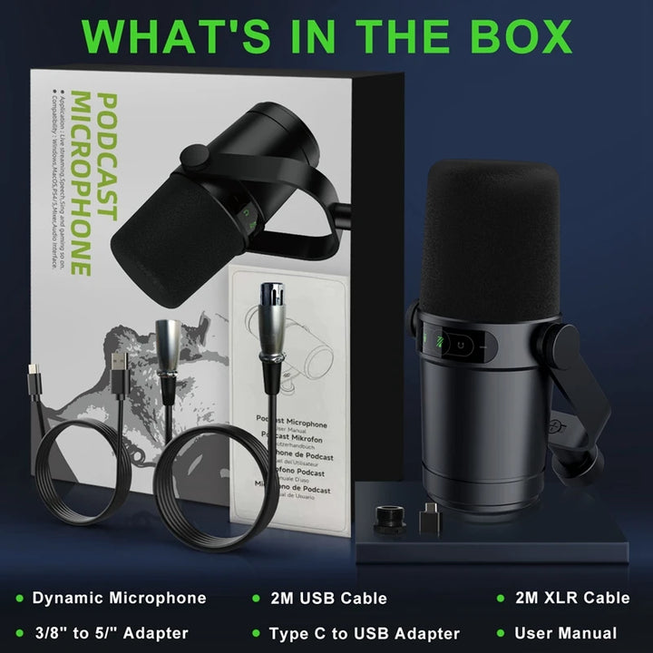 Microfone Dinâmico Profissional Cardioide – Ideal para Voz, Estúdio e Palco | Compatível com Shure SM7B