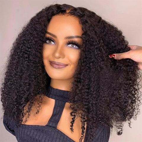 Peruca Glueless 100% Cabelo Humano Kinky Curly – Lace HD 6x4 Pré-Cortada, Knots Descolorados, Pronta a Usar (18–26”)