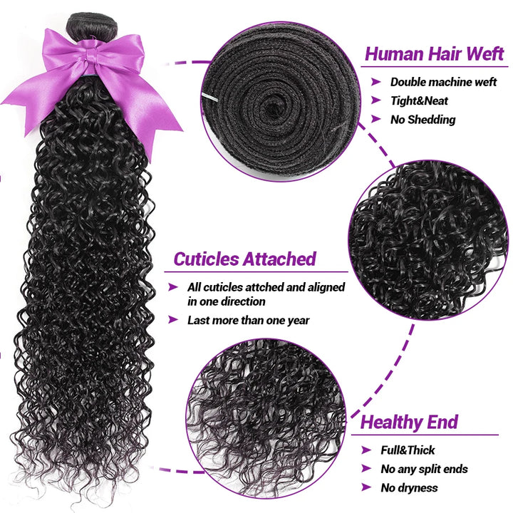 Extensões de Cabelo Natural 100% Humano – 20 a 22 Polegadas Onda de Água | Cabelo Brasileiro Cru, Espesso e de Alta Qualidade