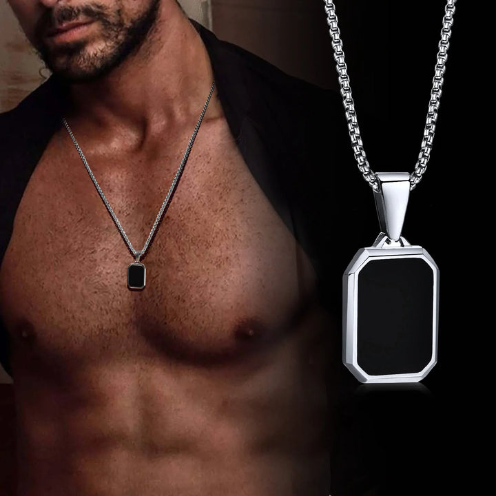 Vnox Colar Pequeno para Homens e Rapazes – Aço Inoxidável Preto ou Prateado com Corrente Box
