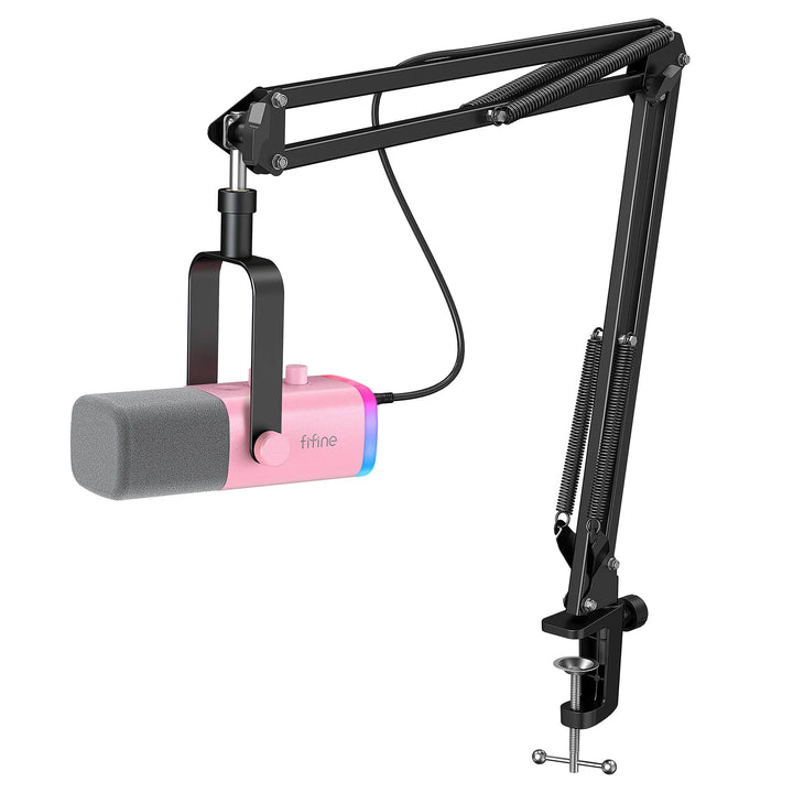Microfone Gaming FIFINE XLR/USB com RGB, Suporte e Entrada para Headphone – Kit Dinâmico para PC, PS5/4