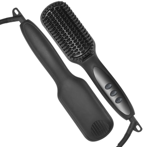 Escova Alisadora Elétrica Anti-Queimaduras AthlChamp | Chapinha com Pente Quente e Display LCD – Alisamento Rápido e Silencioso