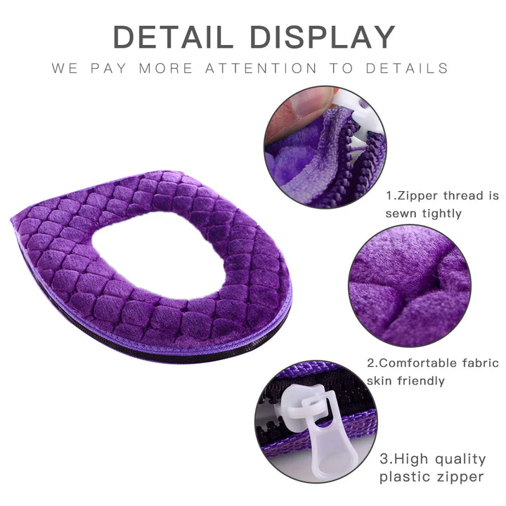 Capa de Assento de Sanita Macia para Inverno – Pelúcia Lavável e Quente | Universal O-Shape 37x44cm