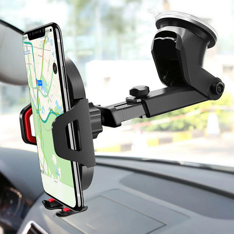 Suporte Universal para Telemóvel no Carro 360° Rotativo – Ventosa e Braço Retráctil para Todos os Smartphones