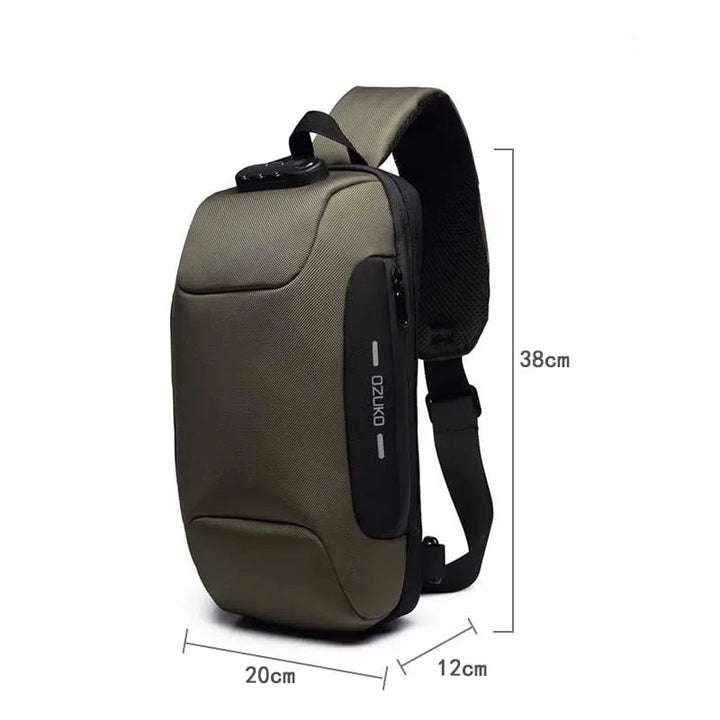 Mala de Ombro Masculina Anti-Roubo | Impermeável com Porta USB