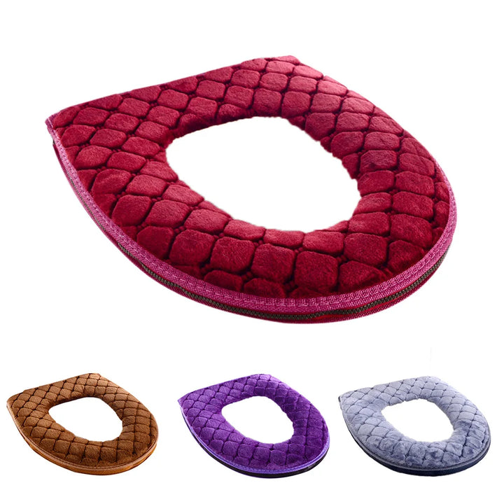 Capa de Assento de Sanita Macia para Inverno – Pelúcia Lavável e Quente | Universal O-Shape 37x44cm