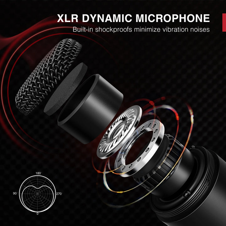 Microfone Profissional FIFINE K669D XLR com Corpo Metálico – Ideal para Gravação, Podcast, Voice Over, ASMR e Streaming