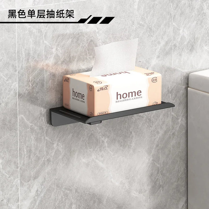 Suporte de Papel Higiénico Adesivo Sem Furos – Porta Rolo e Prateleira Multifuncional para Casa de Banho ou Cozinha